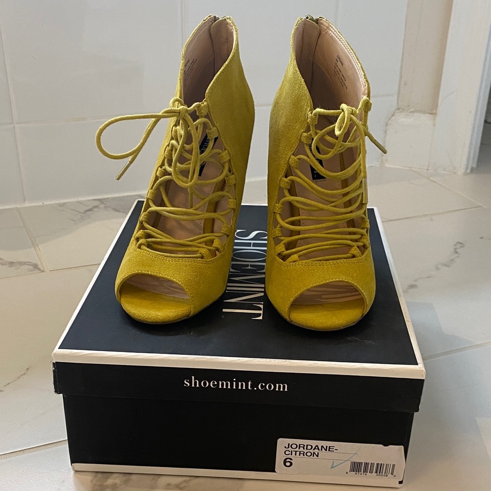 Shoemint Lace-Up Peep Toe Booties